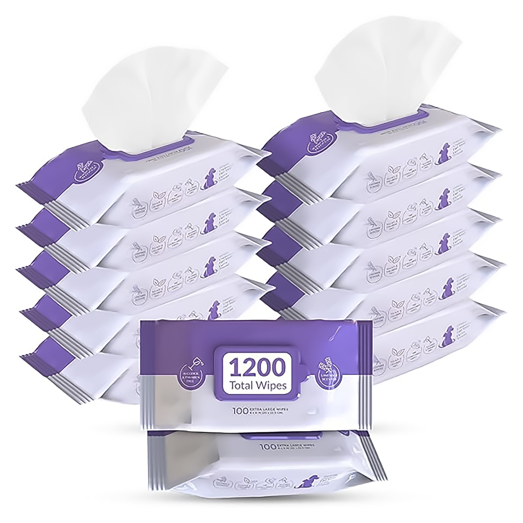 Pursonic Lavender Scented Pet Wipes – 12 Packs of 100 (1200 Total) Extra Large Wipes for Gentle Cleaning & Deodorizing-0